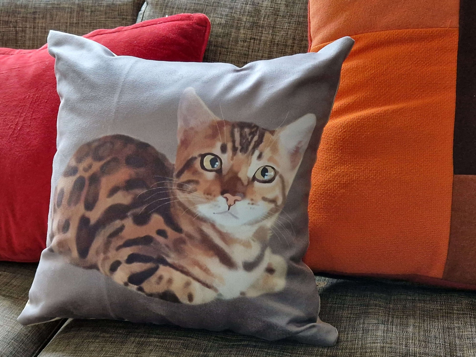 Pet art faux suede cushion