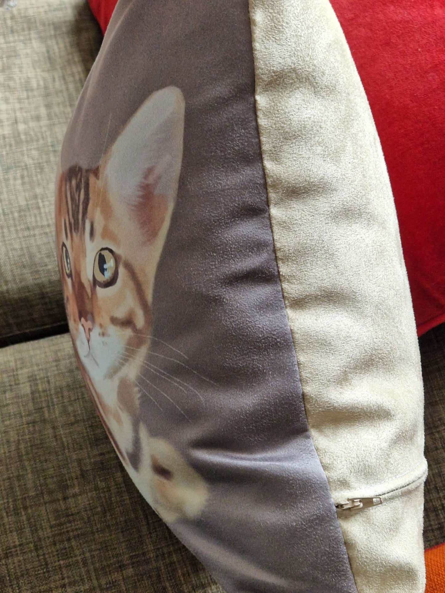 Pet art faux suede cushion - side view