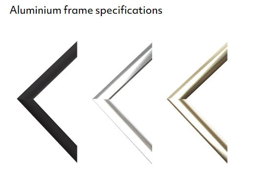 Aluminium frames, black, silver and gold