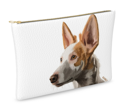 leather clutch bag with dof portrait