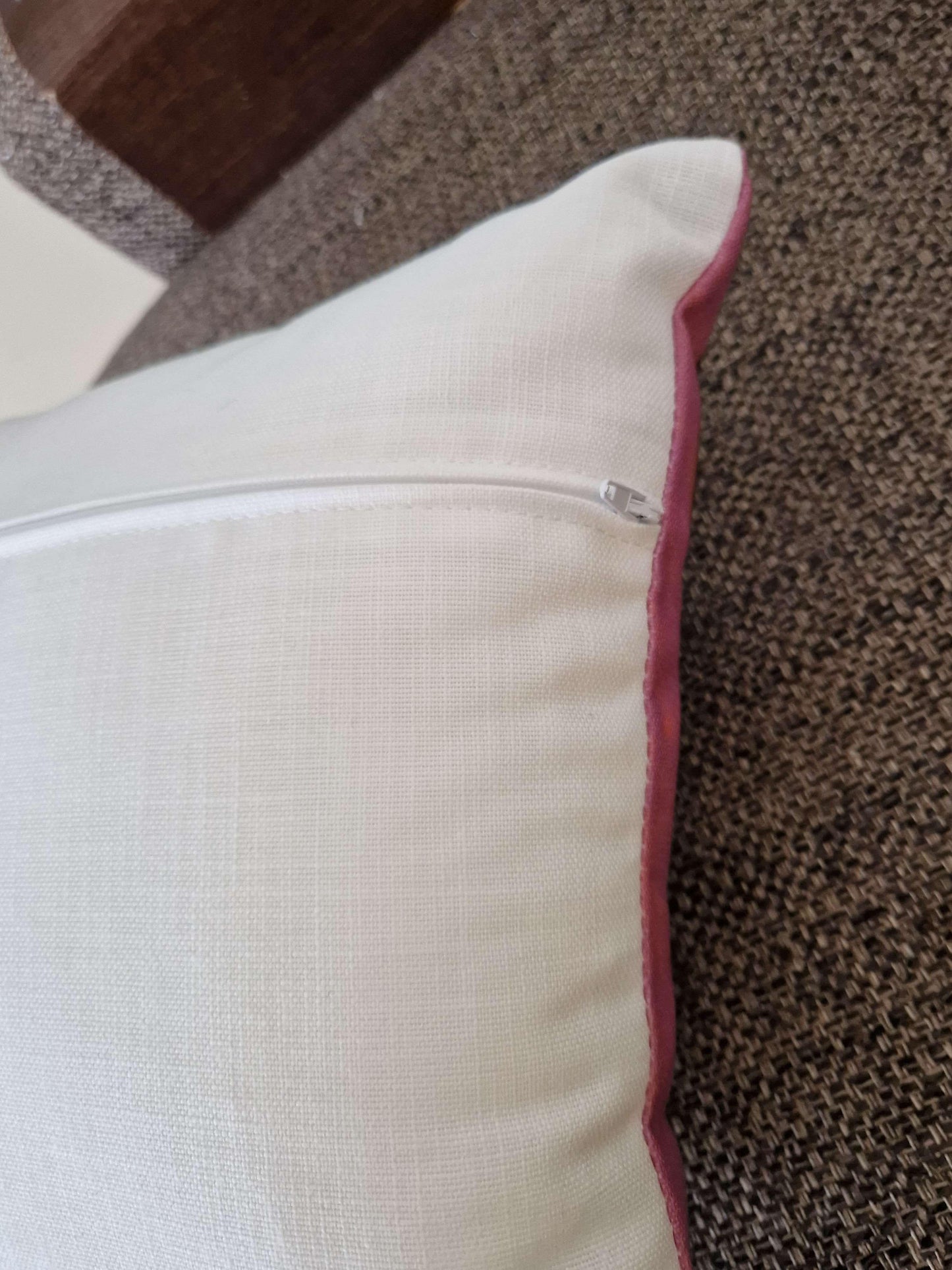 Pet art linen cushion - back view