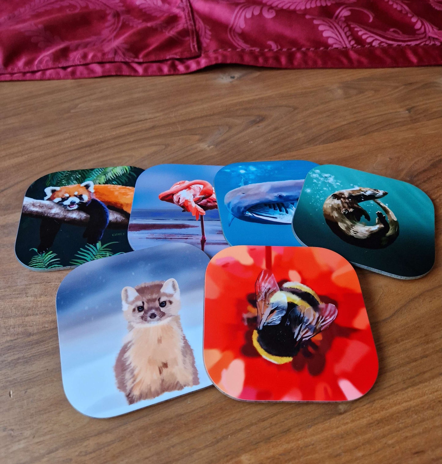 assorted drinks coasters - animal art